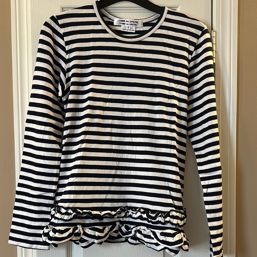 Comme des Garcons Black and White Striped Long Sleeve Tee